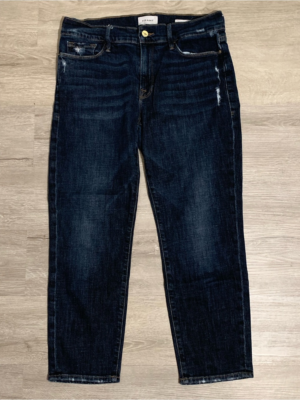 Frame “Le Garcon Crop” Denim Dark Indigo Ankle Crop Slim Jeans